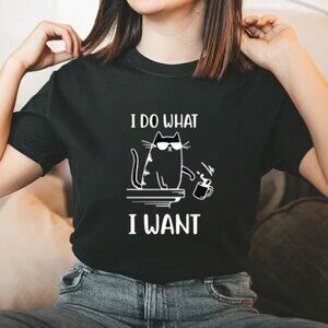 Badass Cat Shirt, I Do What I Want Shirt, Cat Playing With Objects Tee